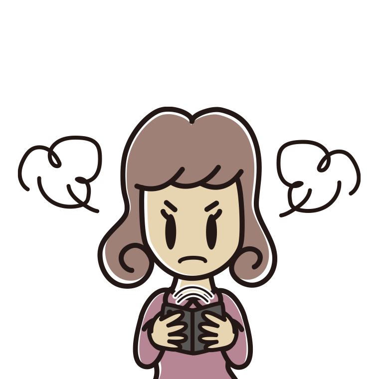 折りたたみスマホで怒る女子大学生のイラスト【色あり、背景なし】透過PNG