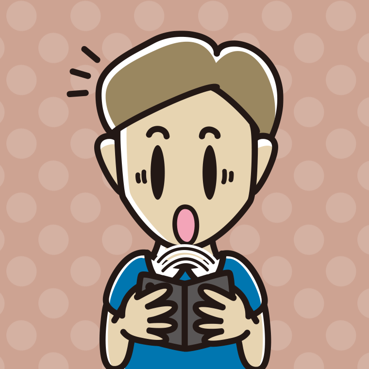 折りたたみスマホで驚く男性のイラスト【色、背景あり】PNG