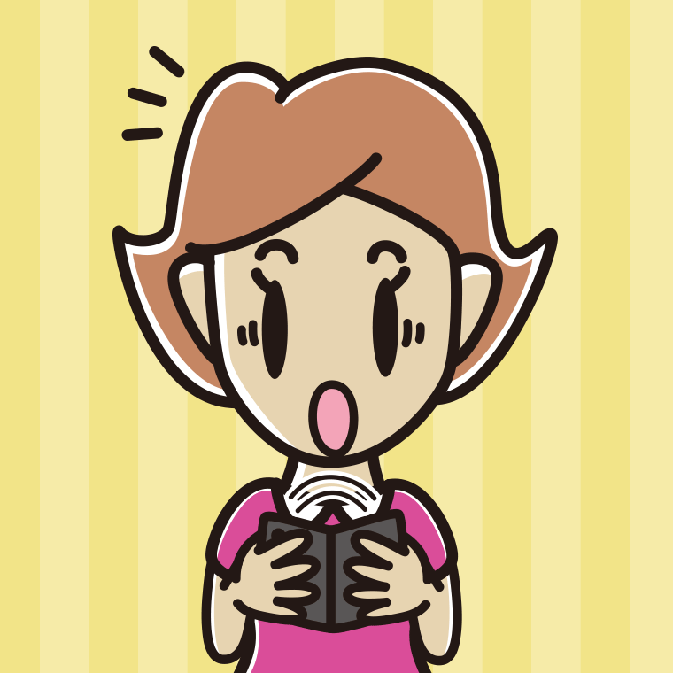 折りたたみスマホで驚く女性のイラスト【色、背景あり】PNG