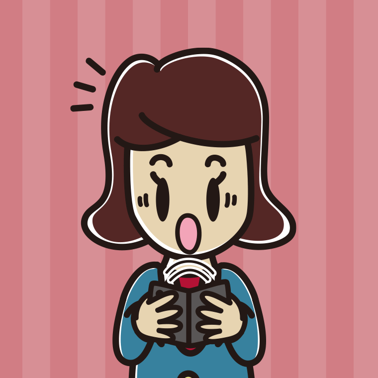 【フリー素材】折りたたみスマホで驚く女子高校生のイラスト