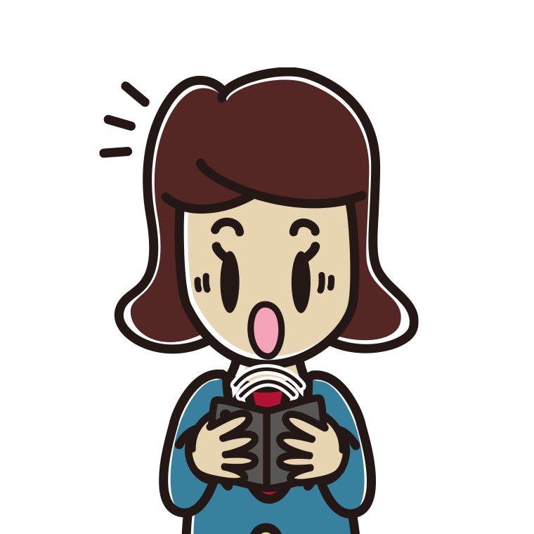 折りたたみスマホで驚く女子高校生のイラスト【色あり、背景なし】透過PNG