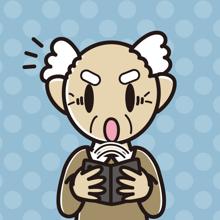 折りたたみスマホで驚くおじいさんのイラスト【色、背景あり】PNG