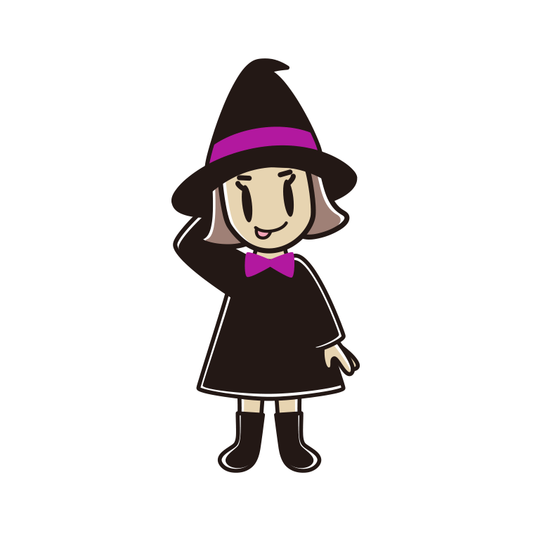 テヘヘなハロウィンのコスプレ姿の小学生女子のイラスト【色あり、背景なし】透過PNG
