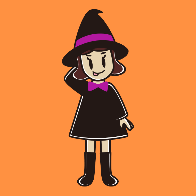 テヘヘなハロウィンのコスプレ姿の女子高校生のイラスト【色、背景あり】PNG