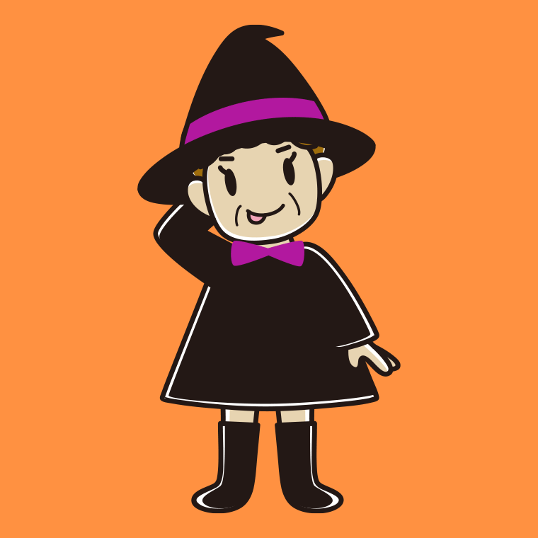 【フリー素材】テヘヘなハロウィンのコスプレ姿のおばさんのイラスト