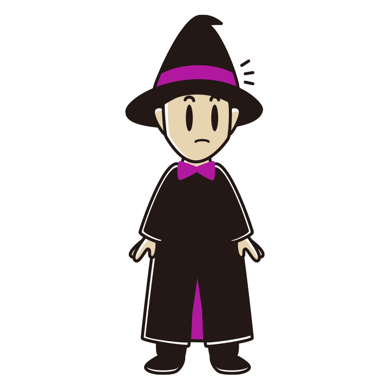 何かに気付くハロウィンのコスプレ姿の男性のイラスト【色あり、背景なし】透過PNG