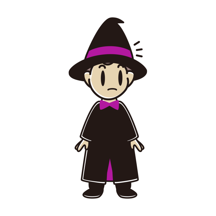 何かに気付くハロウィンのコスプレ姿の男子中学生のイラスト【色あり、背景なし】透過PNG