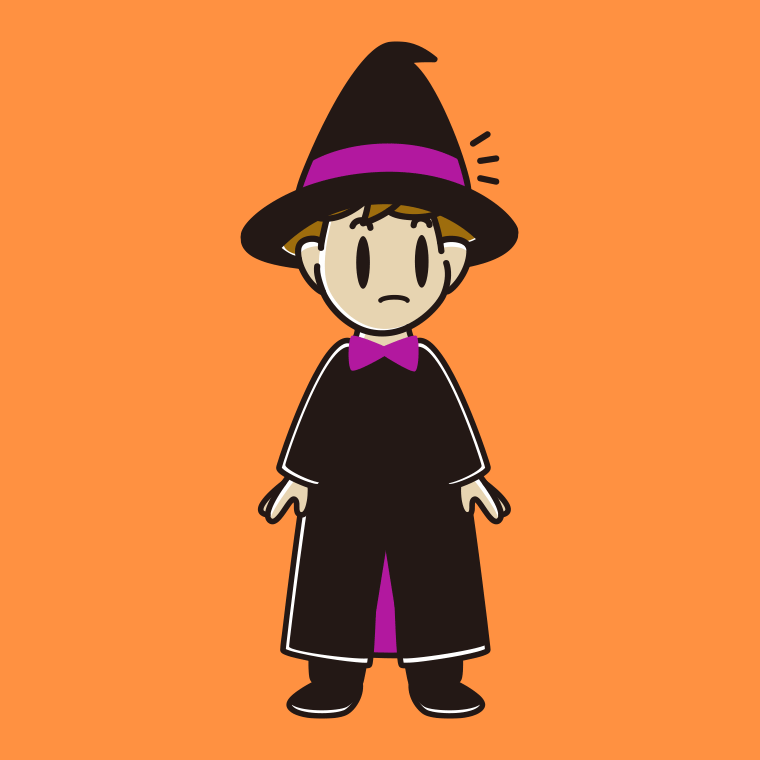 何かに気付くハロウィンのコスプレ姿の男子高校生のイラスト【色、背景あり】PNG