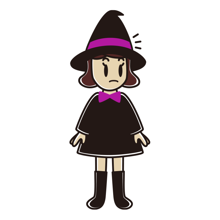 何かに気付くハロウィンのコスプレ姿の女子高校生のイラスト【色あり、背景なし】透過PNG