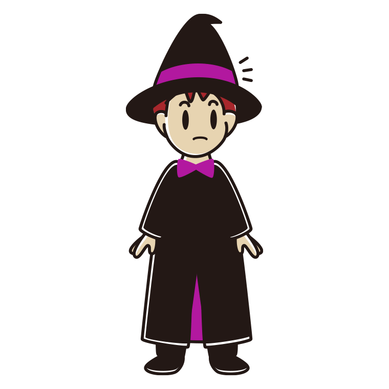 何かに気付くハロウィンのコスプレ姿の男子大学生のイラスト【色あり、背景なし】透過PNG
