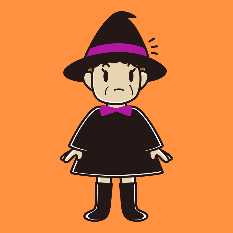 【フリー素材】何かに気付くハロウィンのコスプレ姿のおばさんのイラスト