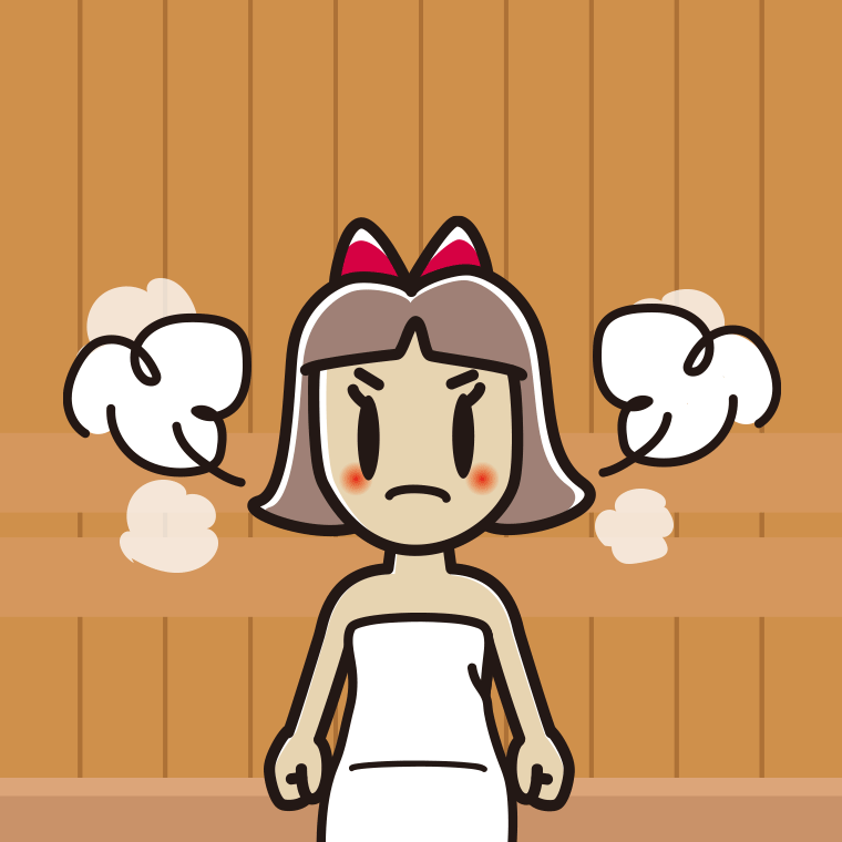 サウナで怒る小学生女子のイラスト【色、背景あり】PNG