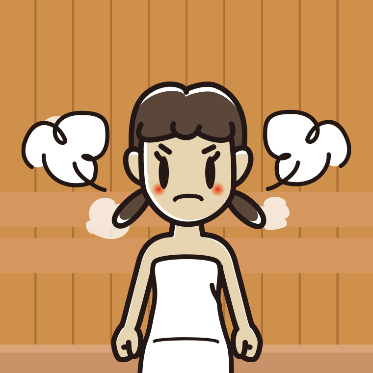 サウナで怒る女子中学生のイラスト【色、背景あり】PNG