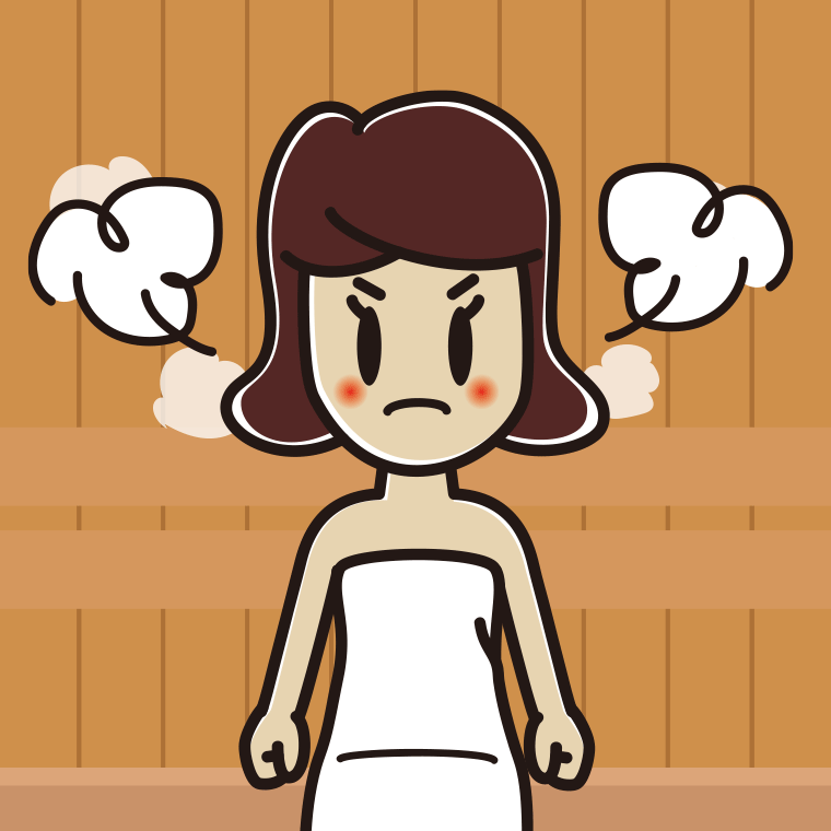 サウナで怒る女子高校生のイラスト【色、背景あり】PNG