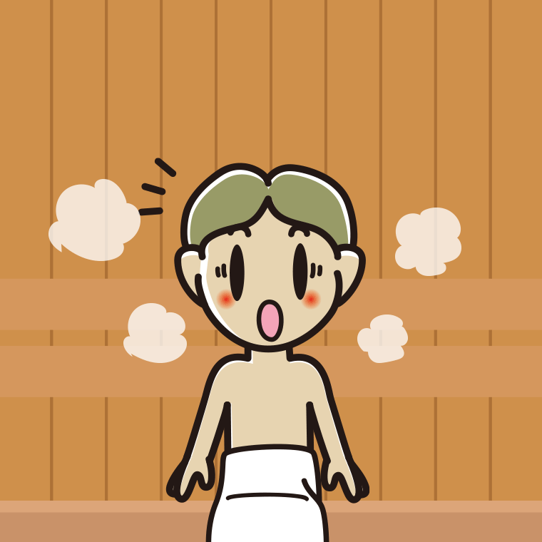 サウナで驚く小学生男子のイラスト【色、背景あり】PNG