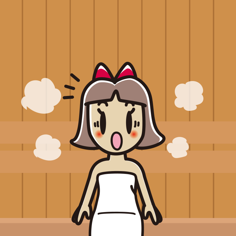 サウナで驚く小学生女子のイラスト【色、背景あり】PNG