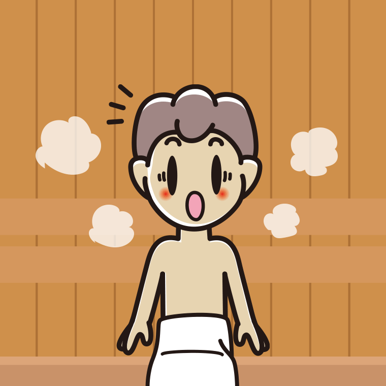 サウナで驚く男子中学生のイラスト【色、背景あり】PNG