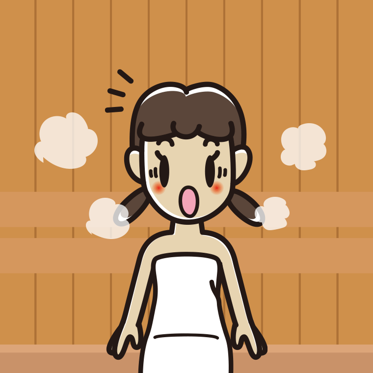 サウナで驚く女子中学生のイラスト【色、背景あり】PNG