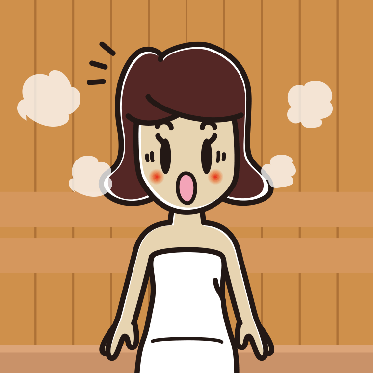サウナで驚く女子高校生のイラスト【色、背景あり】PNG