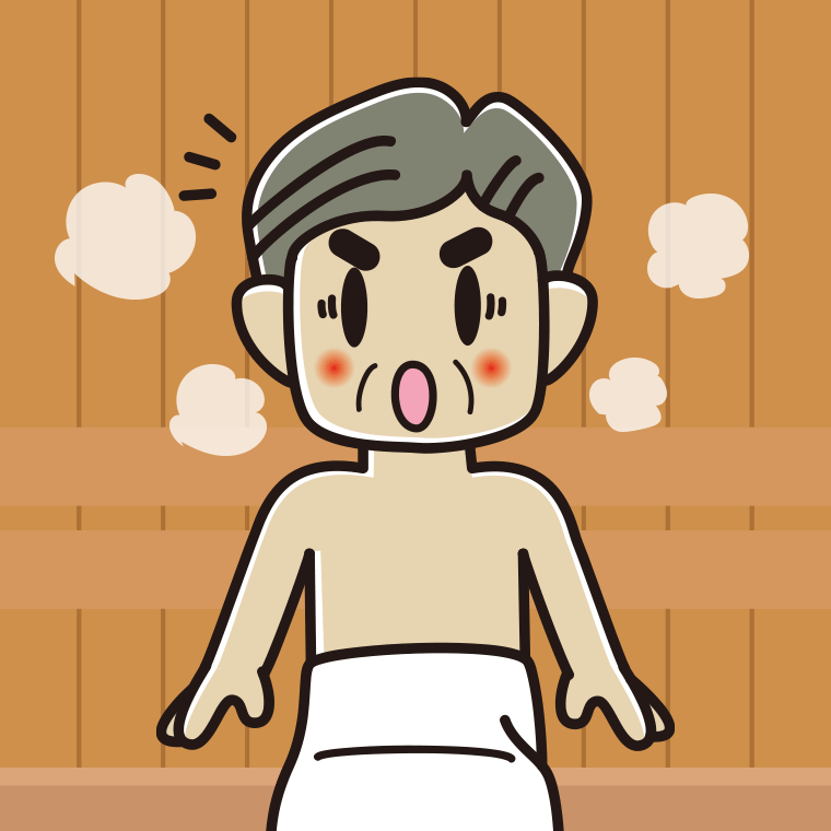 【フリー素材】サウナで驚くおじさんのイラスト