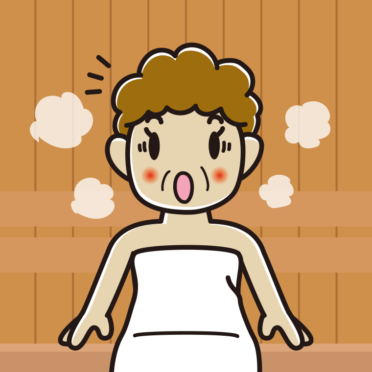 【フリー素材】サウナで驚くおばさんのイラスト