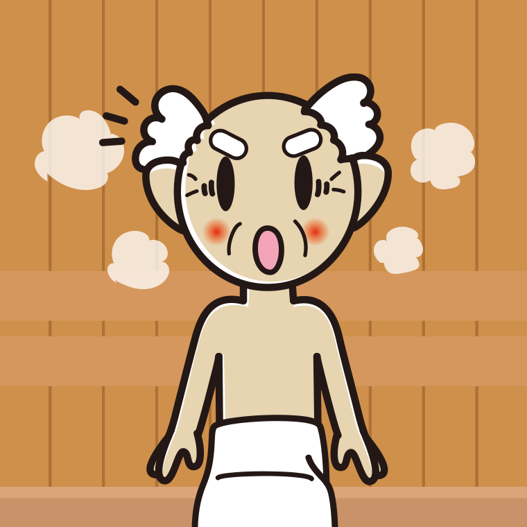 【フリー素材】サウナで驚くおじいさんのイラスト