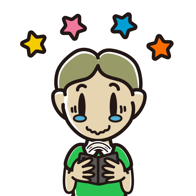 折りたたみスマホに感動する小学生男子のイラスト【色あり、背景なし】透過PNG