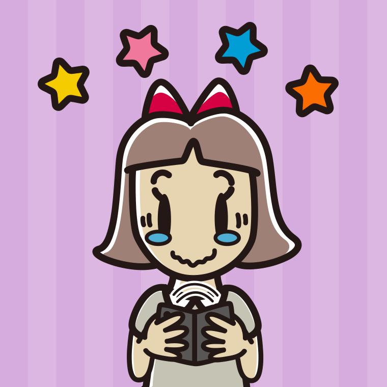 折りたたみスマホに感動する小学生女子のイラスト【色、背景あり】PNG