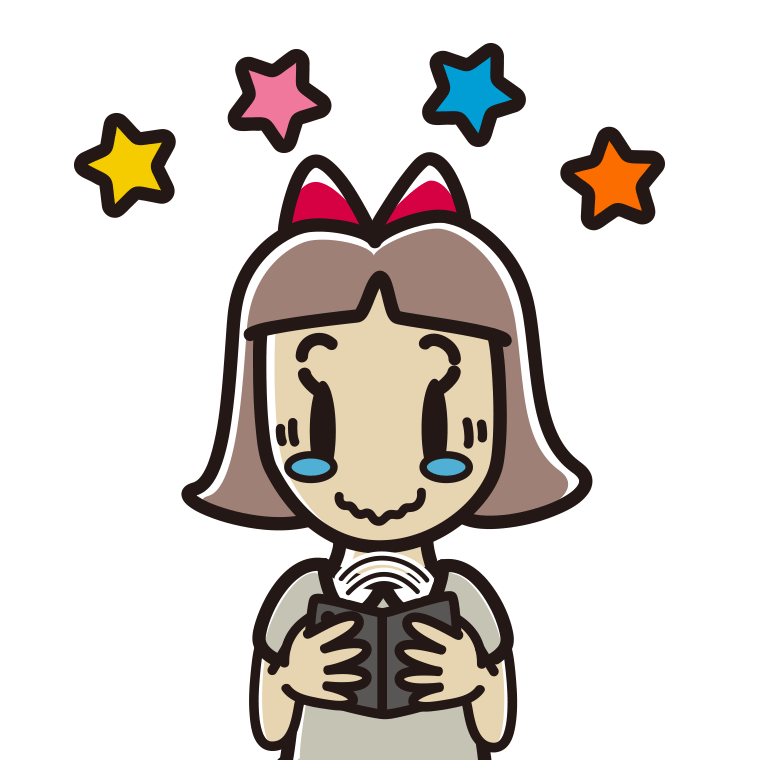 折りたたみスマホに感動する小学生女子のイラスト【色あり、背景なし】透過PNG