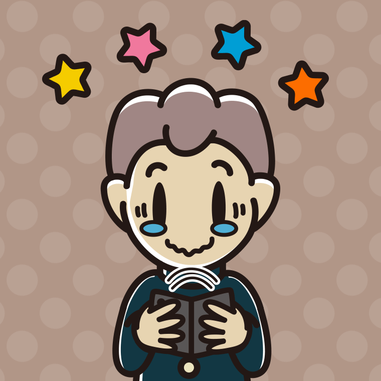 折りたたみスマホに感動する男子中学生のイラスト【色、背景あり】PNG