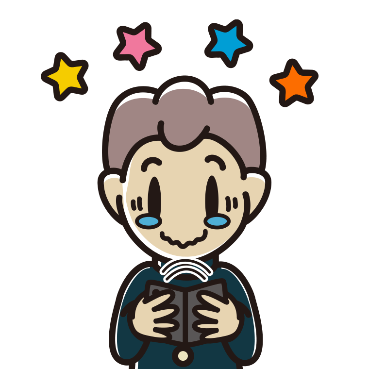 折りたたみスマホに感動する男子中学生のイラスト【色あり、背景なし】透過PNG