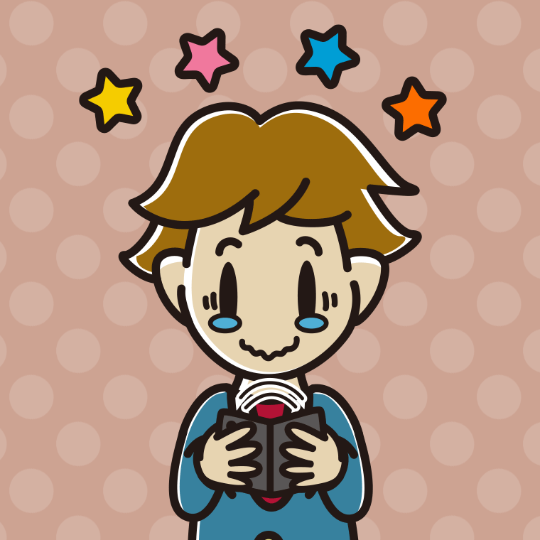 折りたたみスマホに感動する男子高校生のイラスト【色、背景あり】PNG