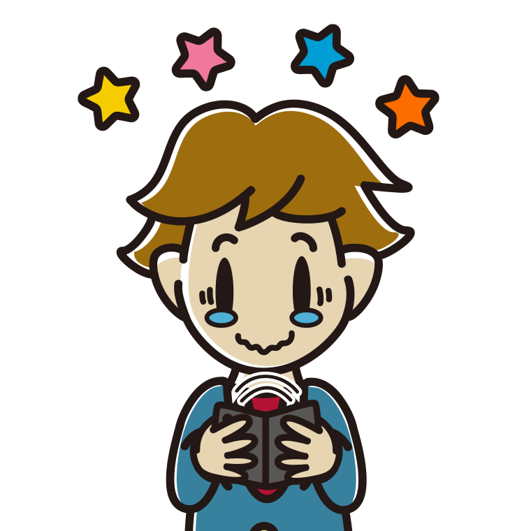折りたたみスマホに感動する男子高校生のイラスト【色あり、背景なし】透過PNG