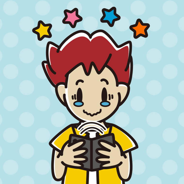 折りたたみスマホに感動する男子大学生のイラスト【色、背景あり】PNG