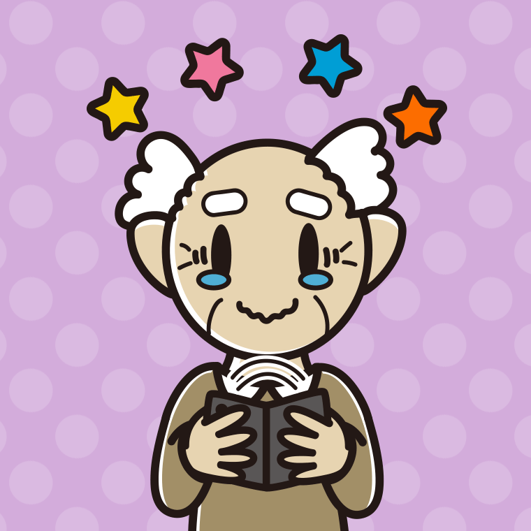 【フリー素材】折りたたみスマホに感動するおじいさんのイラスト
