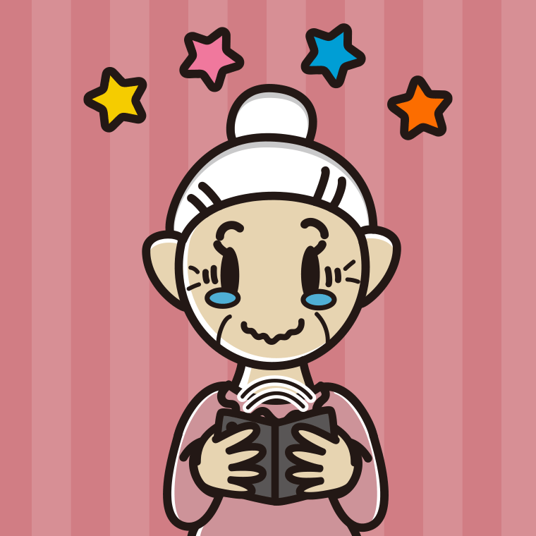 【フリー素材】折りたたみスマホに感動するおばあさんのイラスト