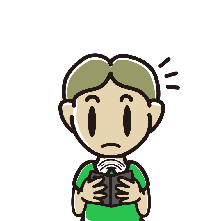 折りたたみスマホで何かに気付く小学生男子のイラスト【色あり、背景なし】透過PNG