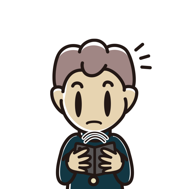 折りたたみスマホで何かに気付く男子中学生のイラスト【色あり、背景なし】透過PNG