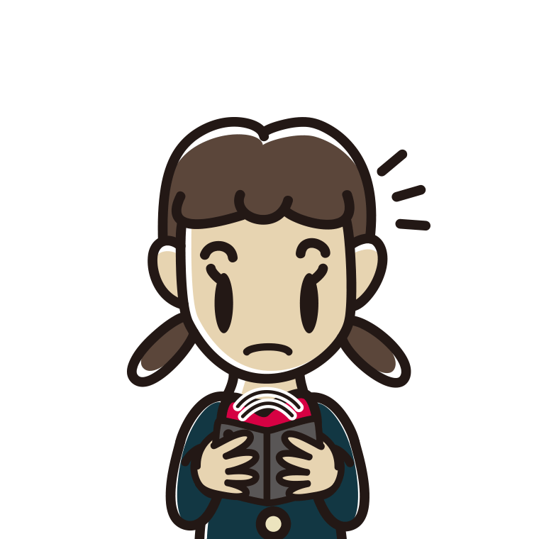 折りたたみスマホで何かに気付く女子中学生のイラスト【色あり、背景なし】透過PNG