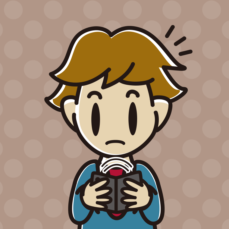 折りたたみスマホで何かに気付く男子高校生のイラスト【色、背景あり】PNG