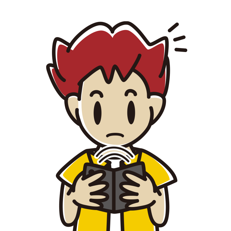 折りたたみスマホで何かに気付く男子大学生のイラスト【色あり、背景なし】透過PNG