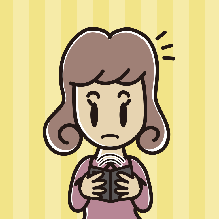 折りたたみスマホで何かに気付く女子大学生のイラスト【色、背景あり】PNG