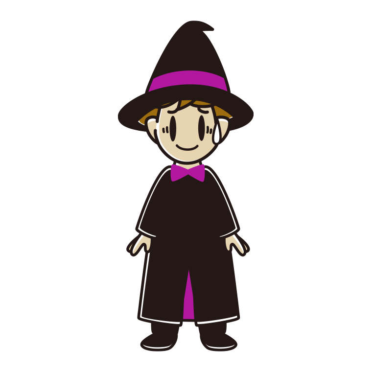 苦笑いするハロウィンのコスプレ姿の男子高校生のイラスト【色あり、背景なし】透過PNG