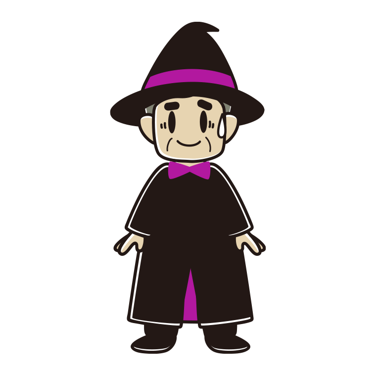苦笑いするハロウィンのコスプレ姿のおじさんのイラスト【色あり、背景なし】透過PNG