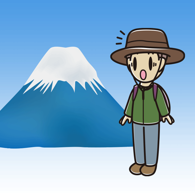【フリー素材】富士山で驚く男子中学生のイラスト