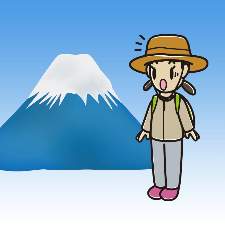 【フリー素材】富士山で驚く女子中学生のイラスト