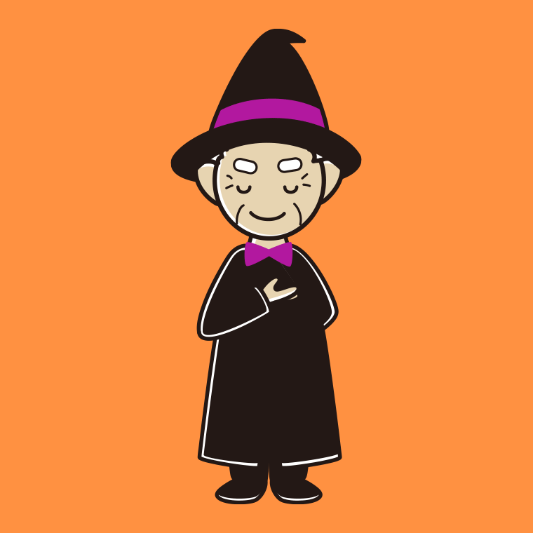 【フリー素材】お辞儀するハロウィンのコスプレ姿のおじいさんのイラスト
