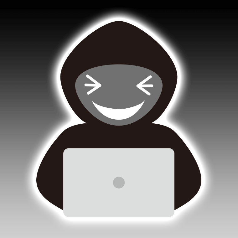 笑うハッカーのイラスト【色、背景あり】PNG