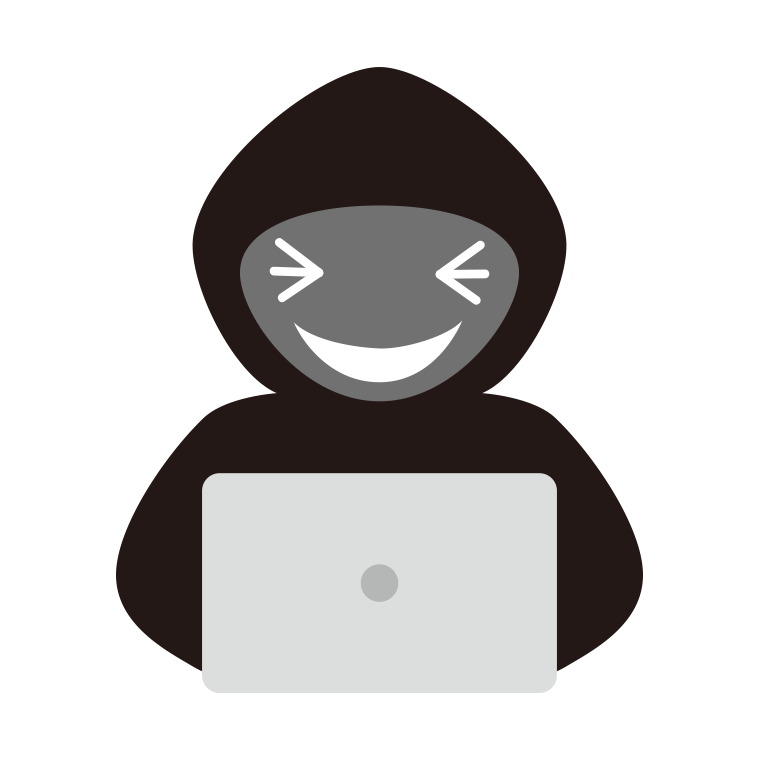 笑うハッカーのイラスト【色あり、背景なし】透過PNG