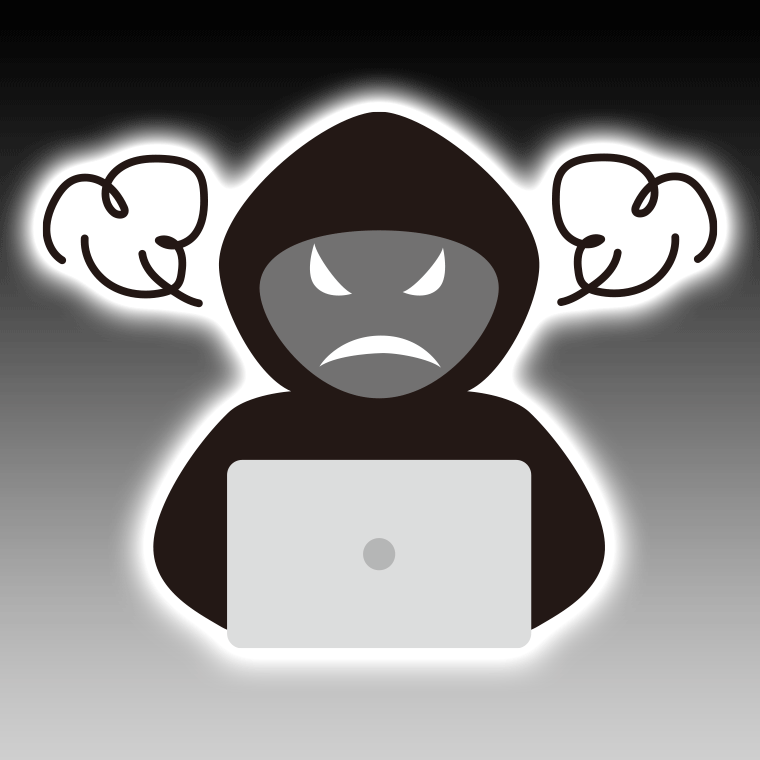 怒るハッカーのイラスト【色、背景あり】PNG